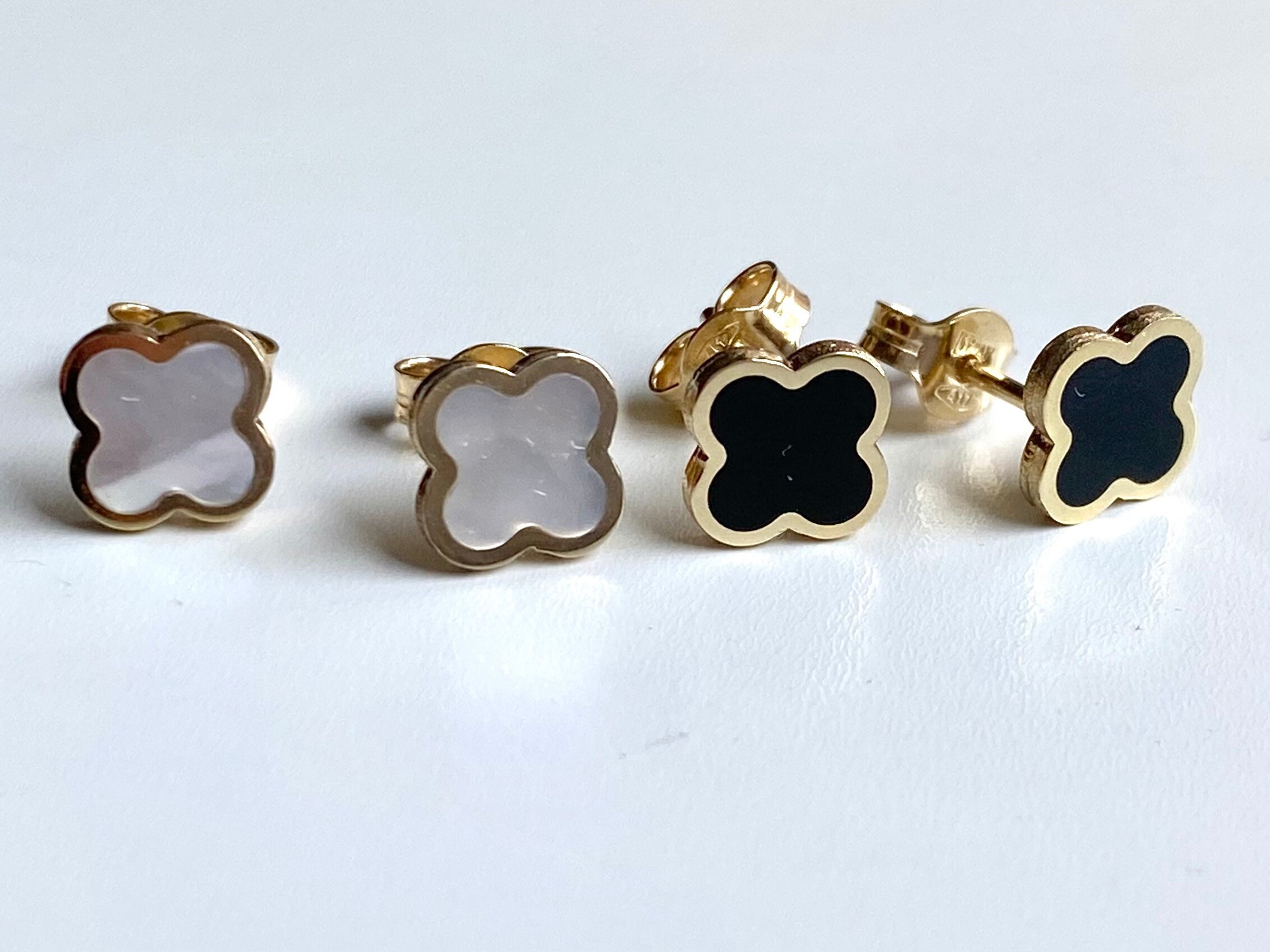 10K Gold Clover Stud Earrings Four Clover Earrings Mother of Etsy
