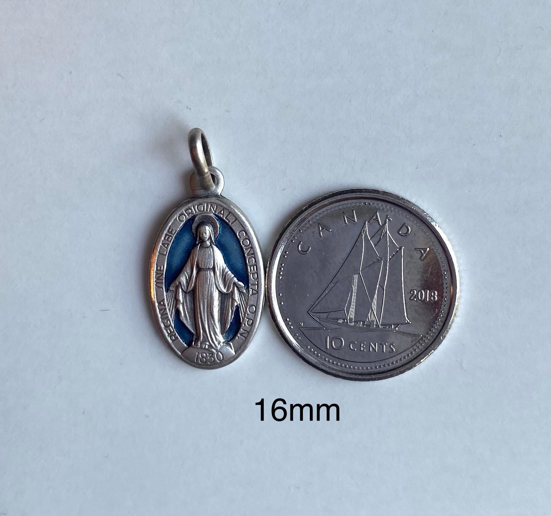 Our Lady of Miraculous, Sterling Silver Virgin Mary Medal, Enamel ...