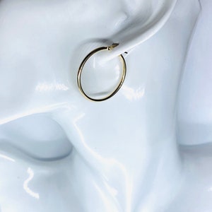 10K Gold Hoop Earrings, 10-70MM, Everyday Plain Hoops, Lightweight Hoops, Birthday Gift for Women, Minimalist Jewelry