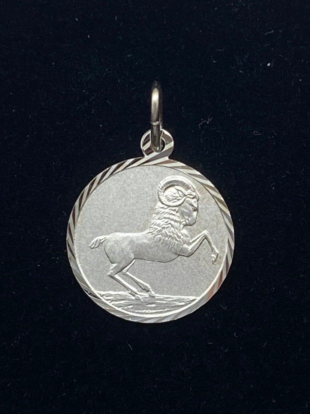 Aries Zodiac Sign, 18mm, 925 Sterling Silver Round Necklace, Fancy ...