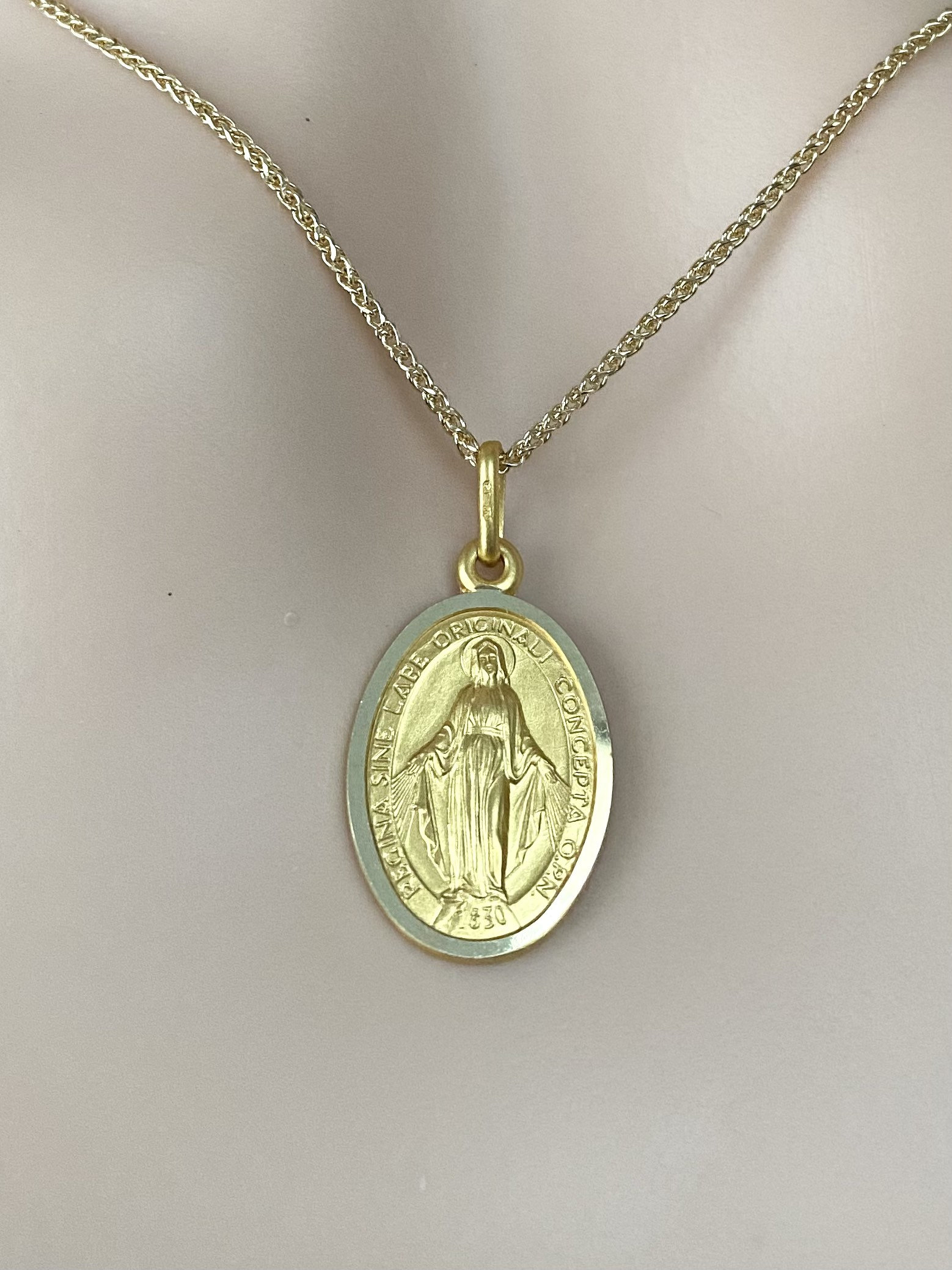 Our Lady of the Miraculous, Solid Gold Religious Medal, Virgin Mary ...