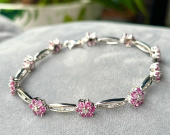 Ruby Diamond Bracelet, 18K Solid Gold Ruby Tennis Bracelet, Stacking Bracelet, Ruby Jewelry, Christmas Gift for Wife