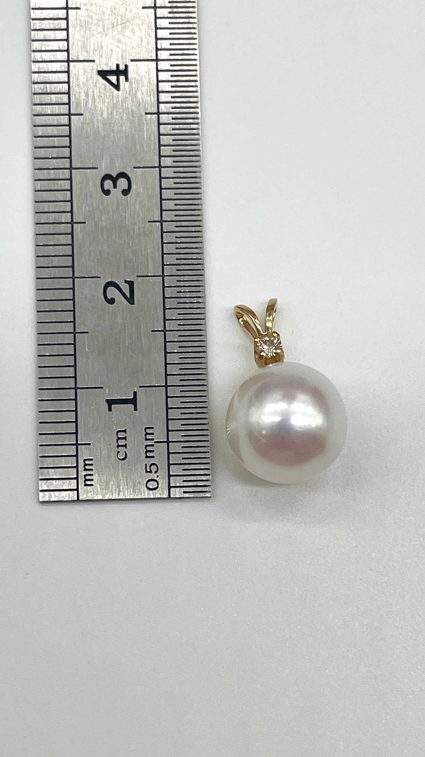 14K Gold Pearl Necklace, Single Pearl Necklace With Small
