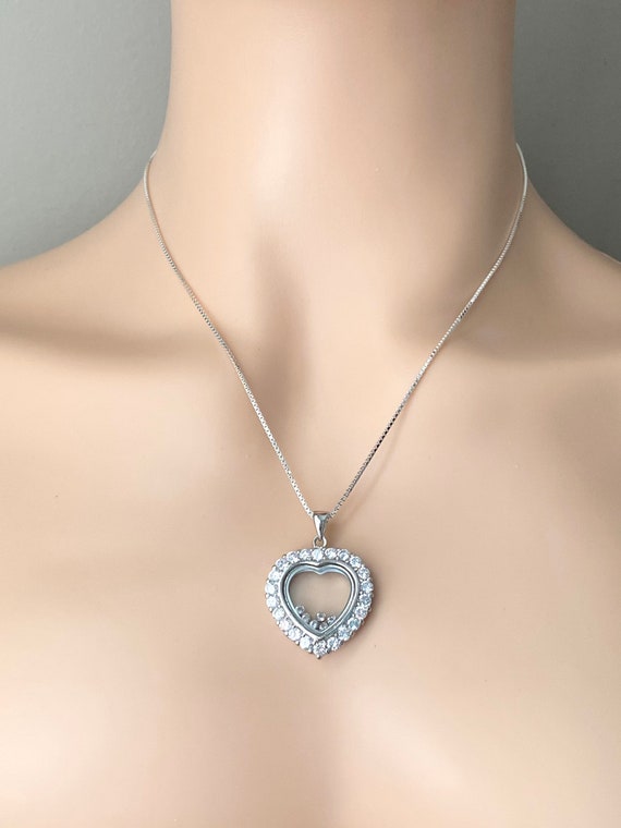 ■ENGBROX■ silver925 ami heart cubic necklace EBNL24068SV Heart Pendant Silver, 925 Sterling Silver Necklace, Cubic
