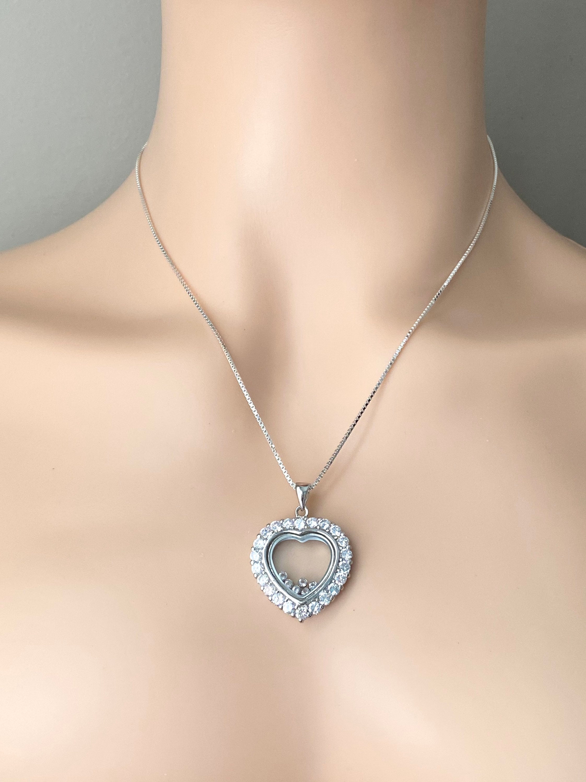 Heart Pendant Silver, 925 Sterling Silver Necklace, Cubic