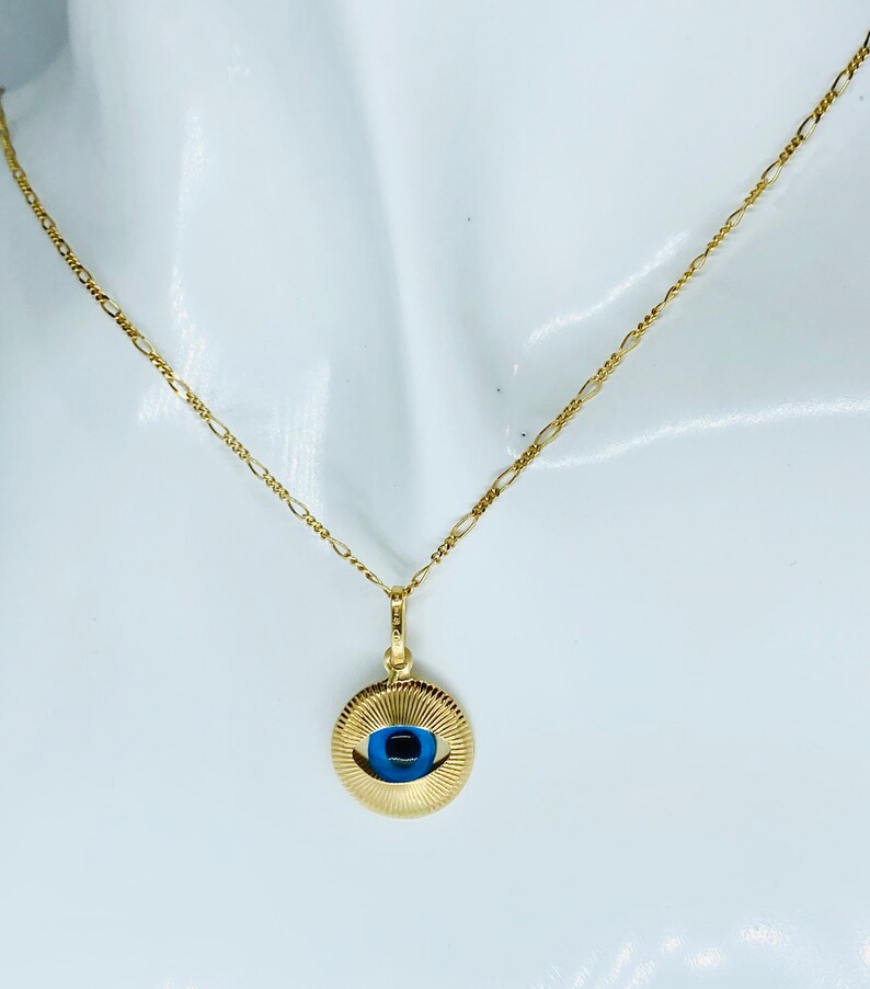 Gold Evil Eye Pendant 12mm 3D Design 18K Solid Gold Evil Eye Etsy