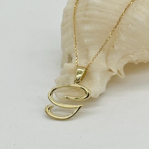 Collar de oro con la letra G, colgante con fuente cursiva de 10 quilates, disponible en todas las letras, regalo de cumpleaños para mujer, regalo para el Día de la Madre, joyería para el día a día.