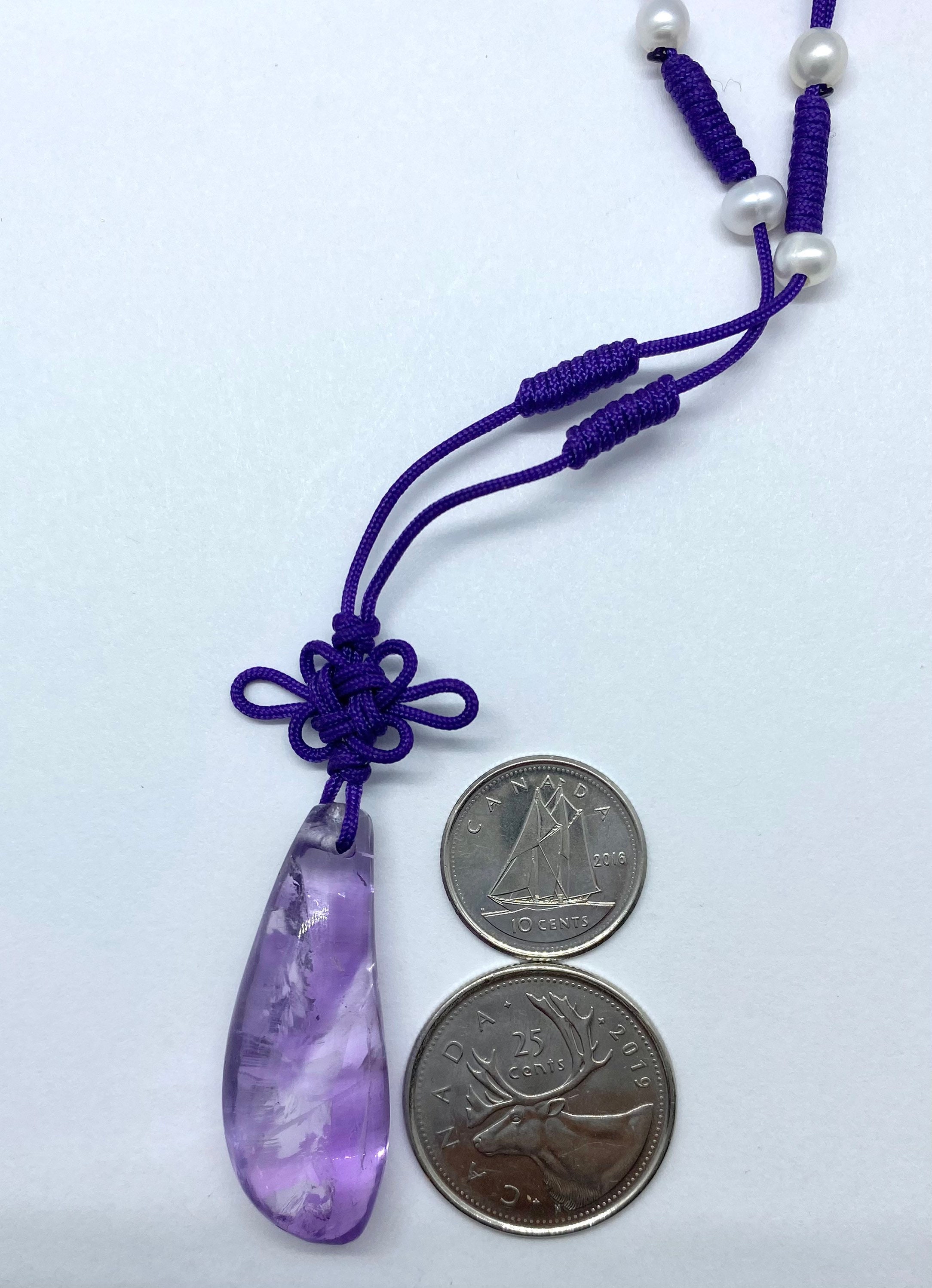 Collana In Quarzo Ametista Grezza &ndash; Pietra Originale Del Per&ugrave; &ndash; Portafortuna