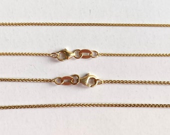 10K Solid Gold Wheat Necklace, Chains For Pendant, Italian Made Chain, Spiga Chain for Women,  Birthday Gift for Women