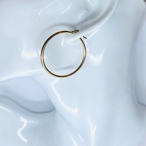 Hoop Gold Earrings, 10-50mm, 2MM, 18K Minimalist Hoops Earrings, Round Lightweight Hoops , Fine Jewelry, Birthday Gift for Women
