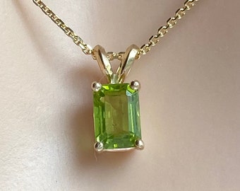 14K Peridot Gold Necklace, Natural Peridot Jewelry, August Birthstone, Birthday Gift For Women, Christmas Gift
