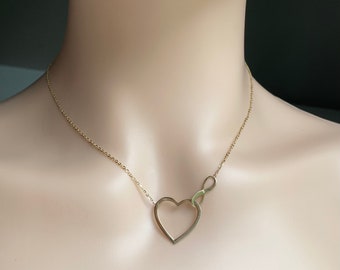 Heart Infinity Necklace, 10K 14K Solid Gold Necklace, Every