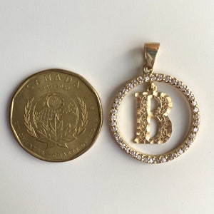 Colgante de oro con inicial B, collar con inicial circular, colgante de letra de oro de 10 quilates, regalo personalizado, regalo de cumpleaños para hombres,