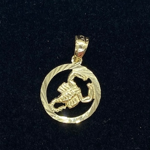 Zodiac Sign Pendant, 10K Solid Gold Zodiac Sign Pendant, Complete Zodiac Charms, Diamond Cut, Birthday Gift, Free Shipping