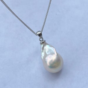 Baroque Pearl Necklace, 925 Sterling Silver,  Large Baroque Shape, June Birthstone , Birthday Gift for Women, Christmas Gift