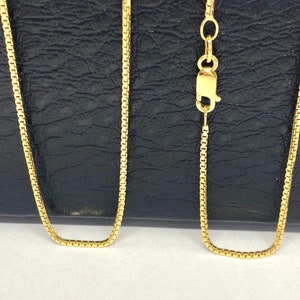 14K Gold Box chain, 1.1mm, Solid Box Necklace , Sleek and Shiny, Italian Yellow Gold, Birthday Gift for Women, Perfect for Everyday