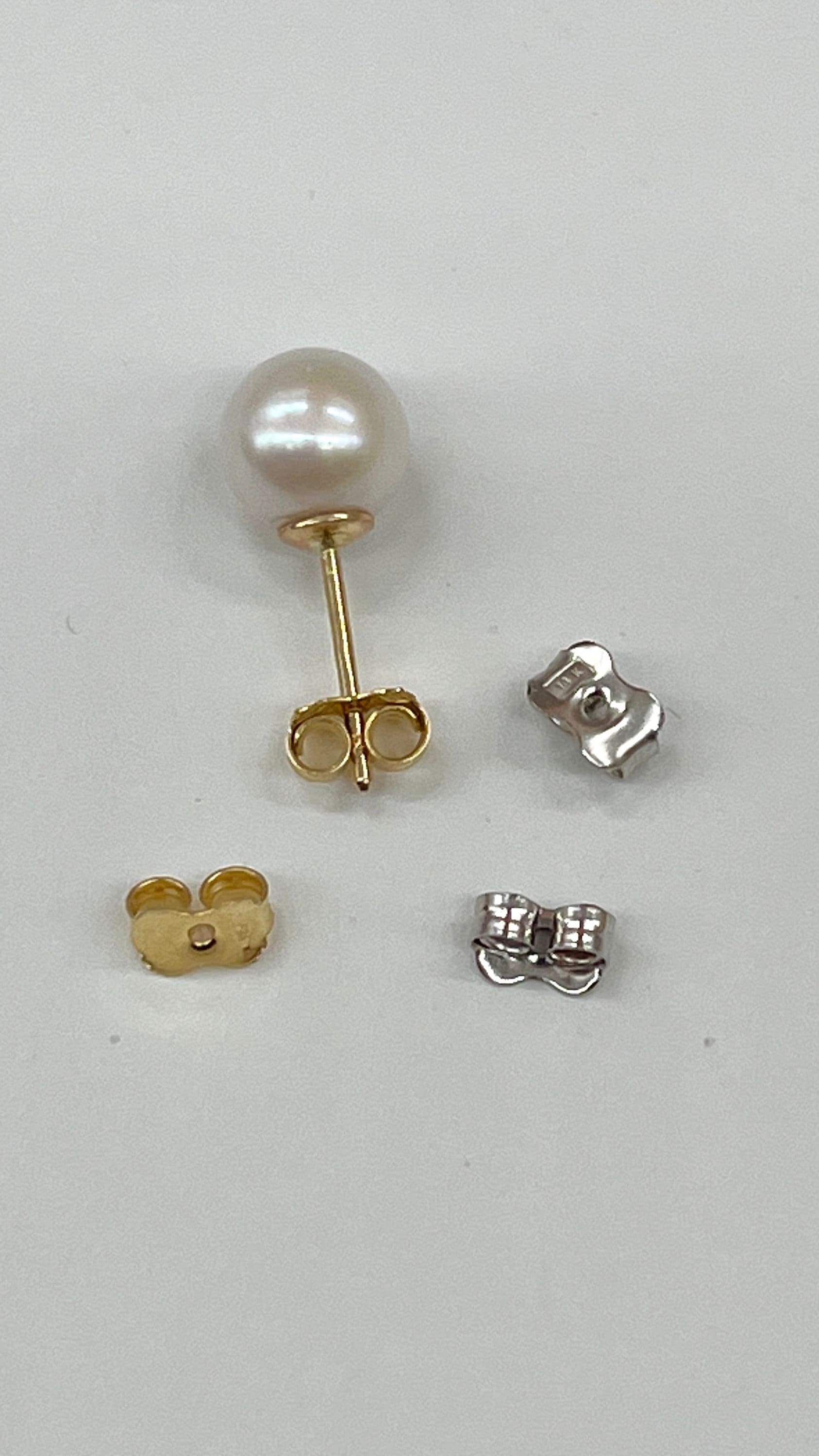 10KT, 14KT, or 18KT White Gold Polished Screw Back Replacement Earring  Backs 1 Pair 6.3MM SMALL SIZE -  Israel