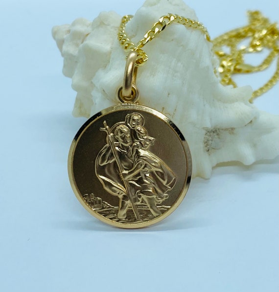 Solid gold saint christopher pendant discount