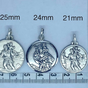 Sint-Christoffel-hanger, 12-25 mm, 925 massief sterlingzilver, cadeau voor reizigers, religieuze medailles, religieus