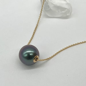 Tahitian Pearl Gold Necklace, 10K 14K 18K Black Pearl Necklace, June Birthstone, Birthday Gift for Women, Jewelry for Woman, Mothers Day