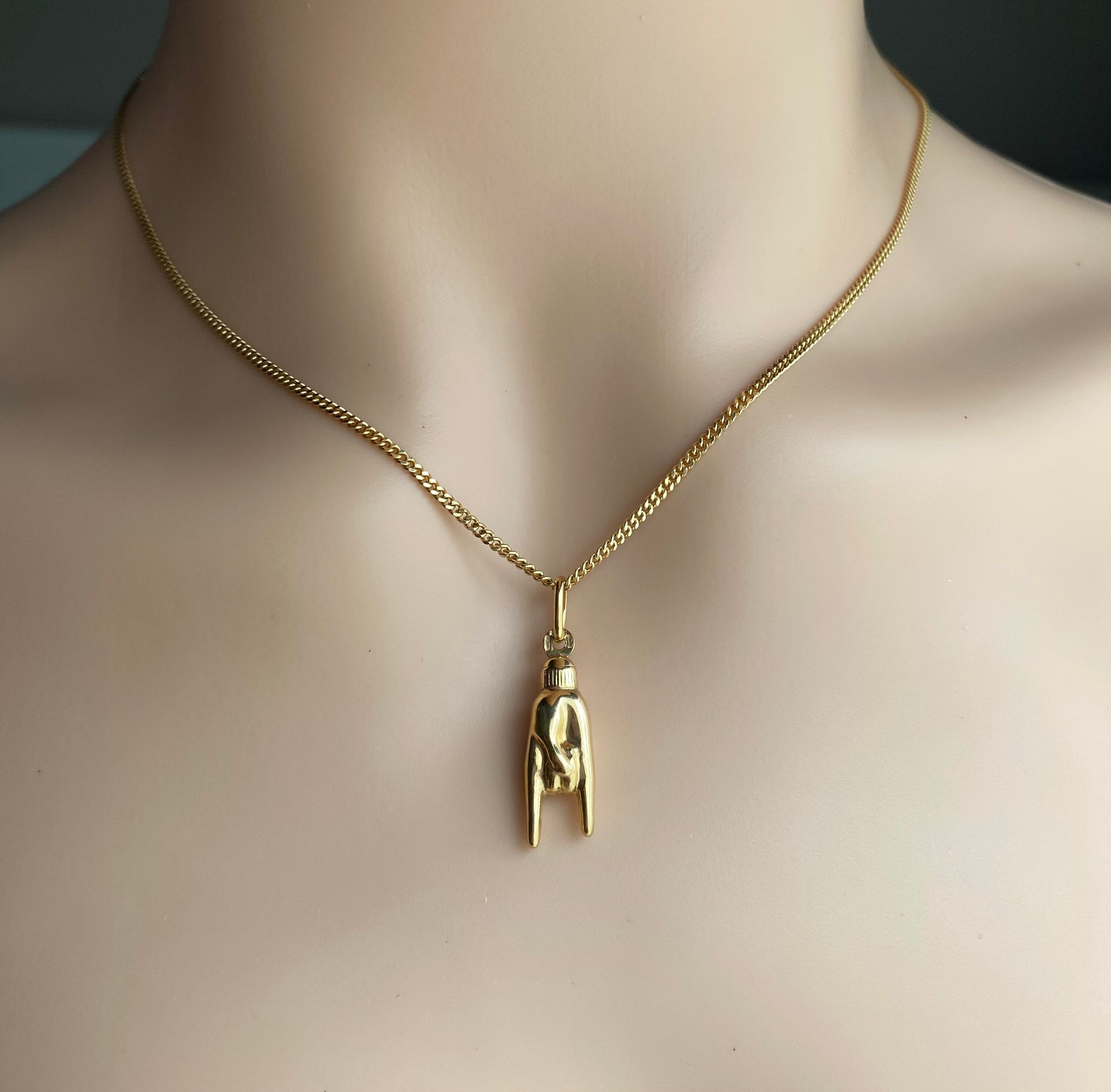 美しい Luck Good 18K Hand Charm Luck Gold Solid 25mm, Pendant, アクセサリー