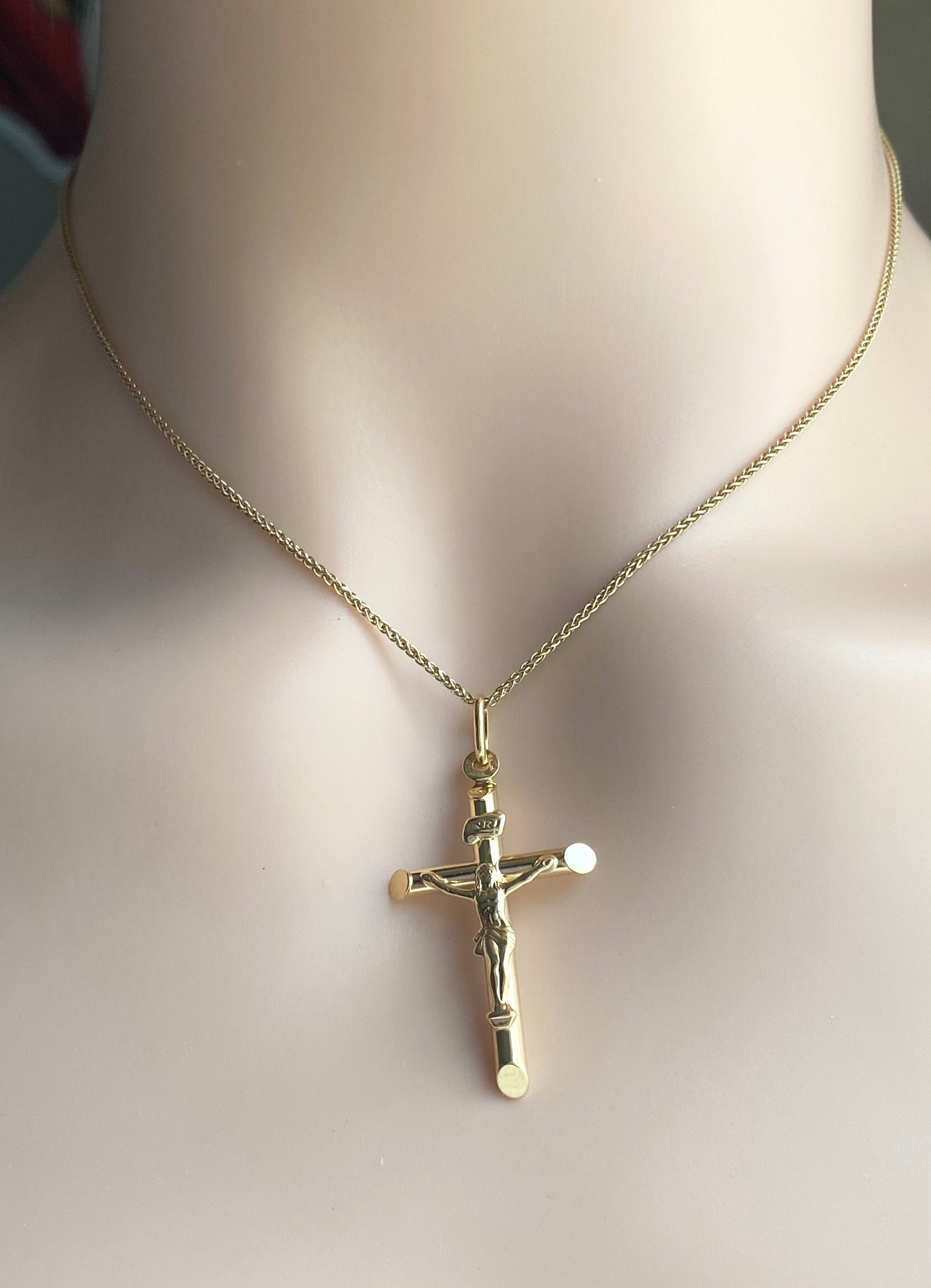 Gold Cross Pendant, 10K 14K 18K Solid 