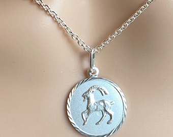 Capricorn Zodiac Sign Pendant, 925 Sterling Silver, Capricorn Horoscope Necklace, Birthday Gift for Dec 22- Jan 21, Birthday Gift for Men