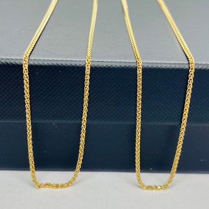 Wheat Rope Chain, 1.25mm, 18K Solid Gold Necklace, Italian Gold Necklace, Unisex Chain, Birthday Gift For Women,
