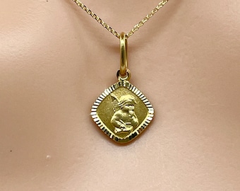 14K Gold Angel Necklace, Baby Angel Charm, Small Angel Pendant, Baby Baptism Gift, Birthday Gift for Women,  for Girl