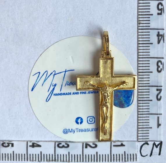 14k Italian Gold Mens Crucifix Cross Pendant. 14k Gold Mens Cross. 2.5 Inch Gold  Cross. - Etsy