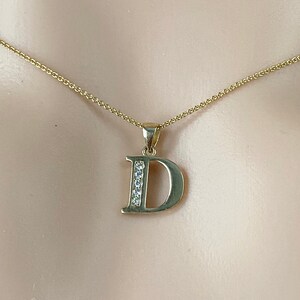 Colgante de oro con letra D, inicial de letra D de 10 quilates y 14 quilates con circonita cúbica, collar minimalista para mujer, regalo de Acción de Gracias para esposa