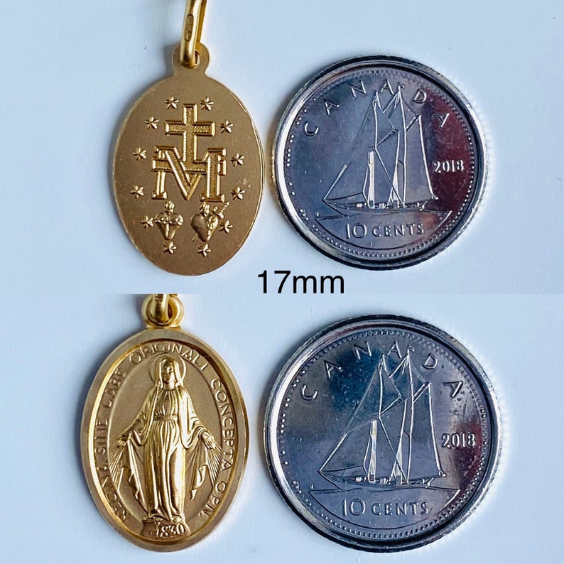 Our Lady Of The Miraculous, 8mm-21mm, 10K 14K 18K, Virgin Mary Pendant, Mama Mary Medal, Birthday Gift for Women, Mothers Day Gift image 6