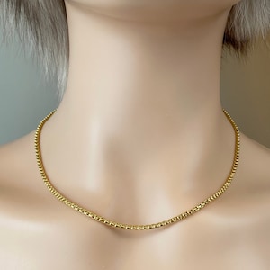 Box Chain Gold, 2.6MM, 10K Solid Gold Chain, Round Unisex Chain, Birthday Gift for Men or Women, Christmas Presents