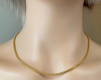 Box Chain Gold, 2.6MM, 10K Solid Gold Chain, Round Unisex Chain, Birthday Gift for Men or Women, Christmas Presents