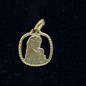 Jungfrau Maria Goldkette, 18K Solid Gold Jungfrau Maria Anhänger, Baby Taufe Geschenk, Geburtstagsgeschenk Frauen, Weihnachtsgeschenk