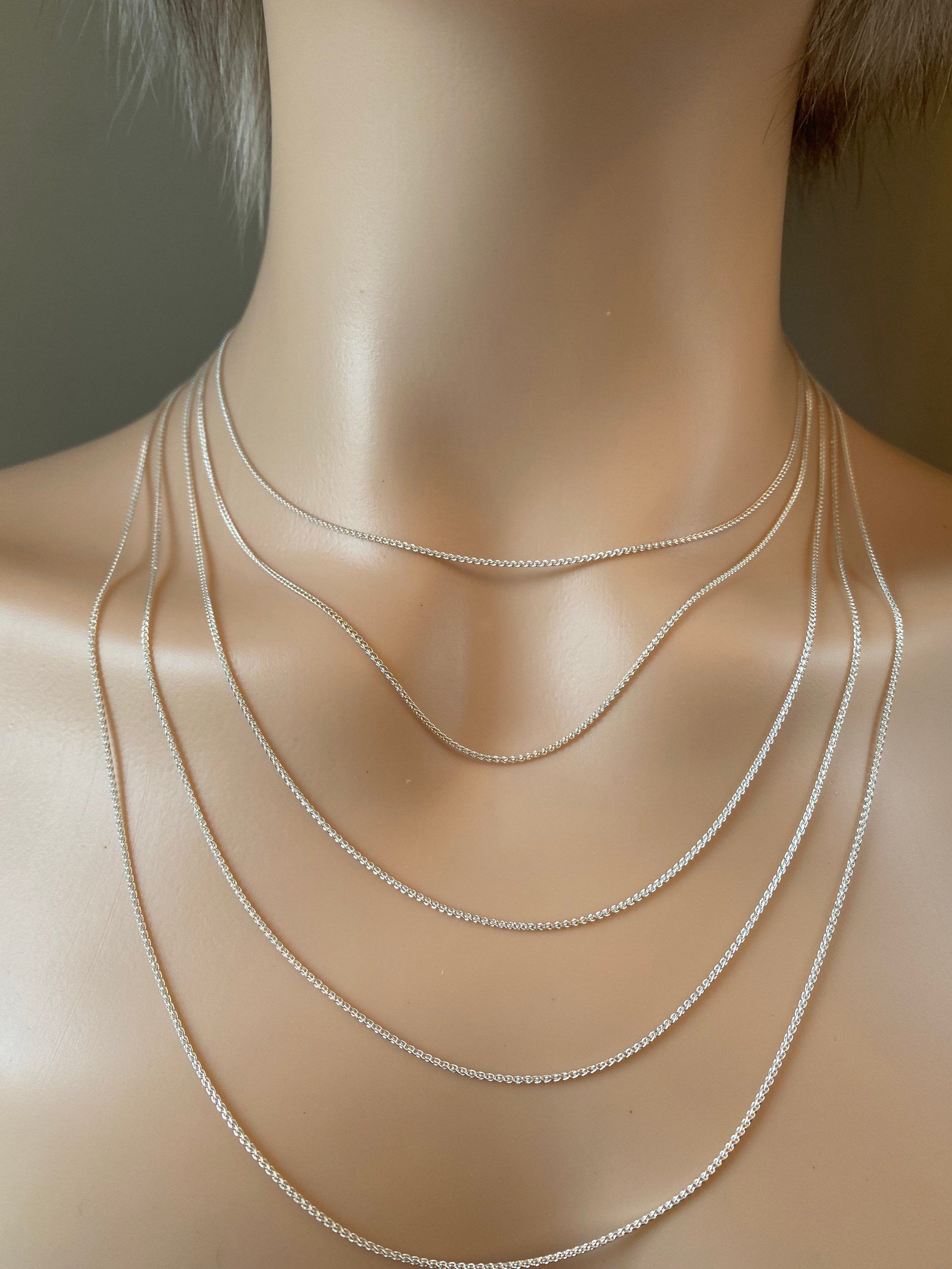 Silver Rose Gold Plated 1mm Wide Spiga Chain - 16in - X60028