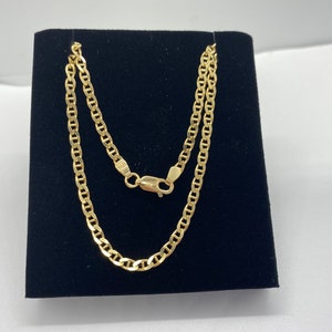 Goldankerkette , 10K Massivgold Ankerkette 3 mm stark schwer , solides italienisches Gold , Diamantschliff , Geburtstagsgeschenk Männer,