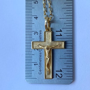 Gold Crucifix Pendant, 14K Solid Gold Cross Necklace, Religious Jewelry, Birthday Gift for Men, Christmas Gift