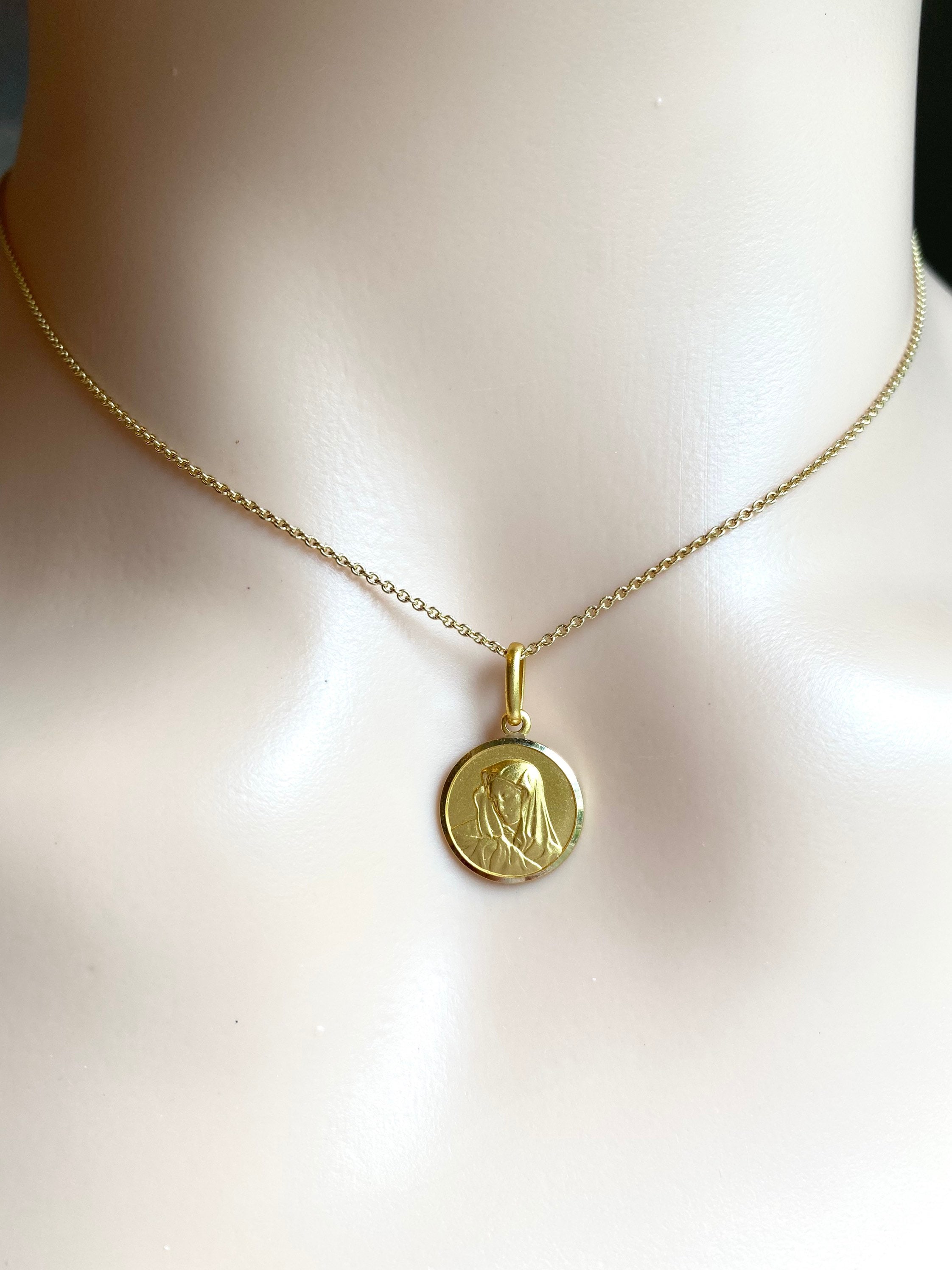 Virgin mary gold coin necklace discount