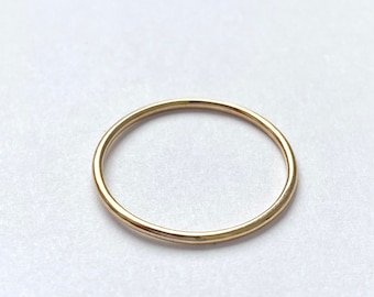 10K Solid Gold Wedding Band, 1mm, Gold Plain Ring, Dainty Stacking Ring, Thin Wedding Band, Gold Ring for Women, Christmas Gift