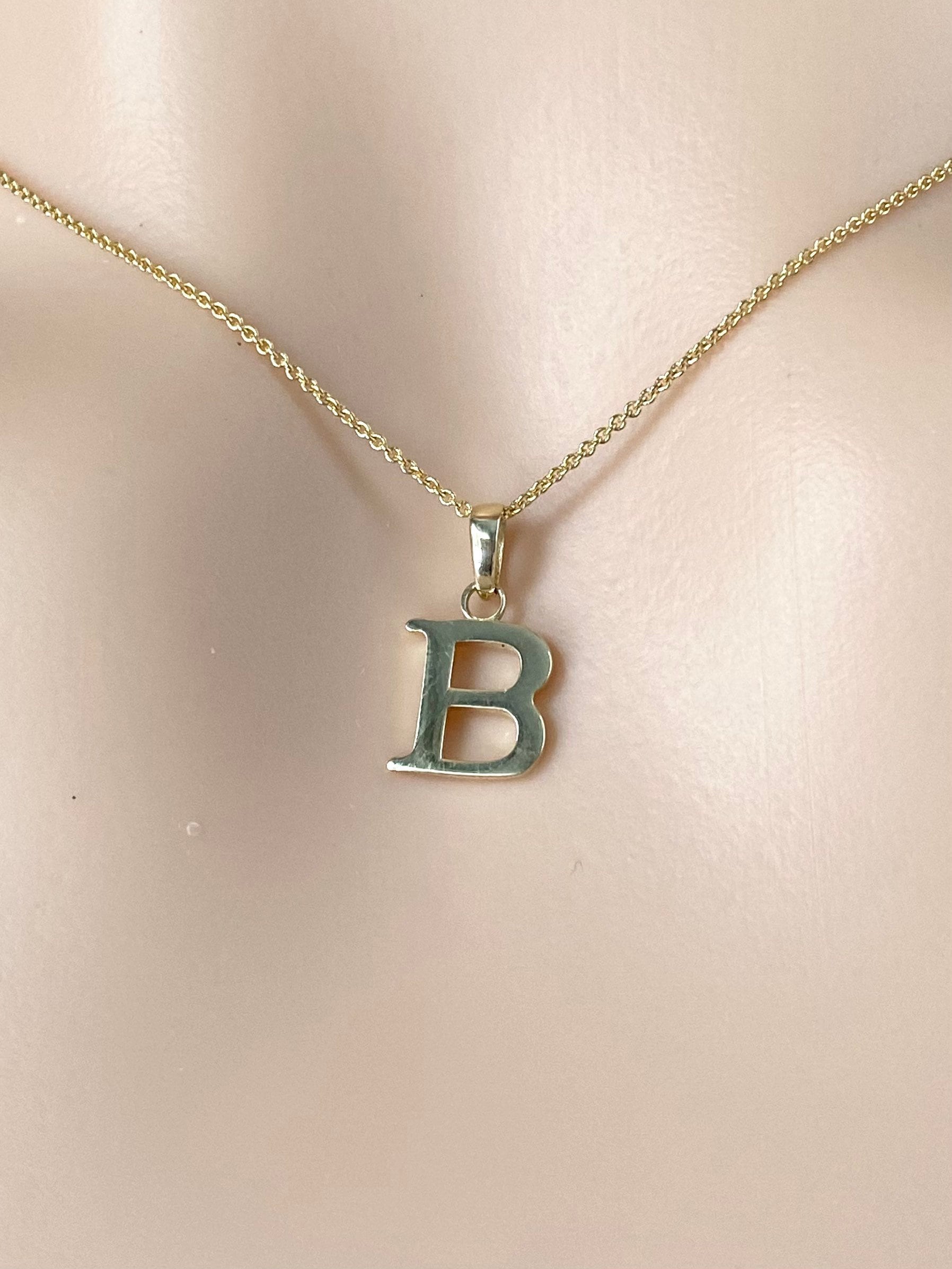 Diamond Initial Necklace | Letter B Initial Necklace In 14K Yellow Gold |  SuperJeweler