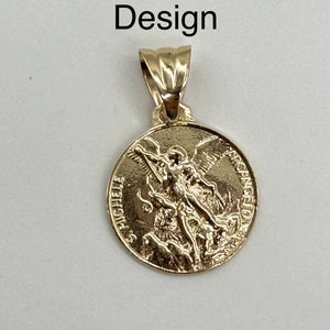 Saint Michael Pendant, 16mm, 10K 14K Gold Medal, Protection Pendant, Gift for Police, Gift for Soldiers, Gift for Doctors, Christmas Gift