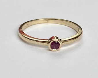 Ruby Ring Gold , 14K Solid Gold, July Birthstone Ring, Stackable Rings, Birthday Gifts for Women, Christmas Presents for Wife