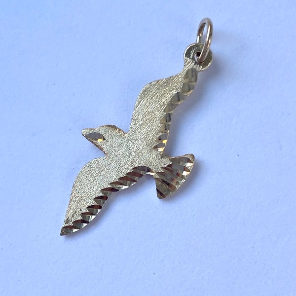Dove Gold Pendant, 10K Solid Gold Bird Necklace, Birthday Gift for Mom, Christmas Presents