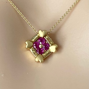 Ruby Necklace 18K Solid Gold, July Birthstone, Minimalist Necklace, Anniversary Gift, Birthday Gift for Women, Mothers Day Gift for Mom