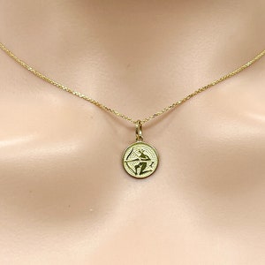 Sagittarius Zodiac Sign Pendant, 10K Solid Gold Sagittarius Necklace, Birthday Gift for Nov22- Dec21,