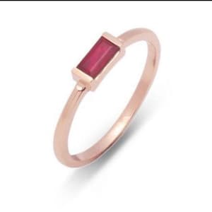 Gold Ruby Ring, 14K Solid Gold, Ruby Engagement Ring, Stacking Ring, Baguette Ruby Ring, Gold Ring for Women, Christmas Gift