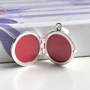 Round Locket Pendant, Sterling Silver Locket Necklace, Engravable Photo Locket, Gift for Baby,