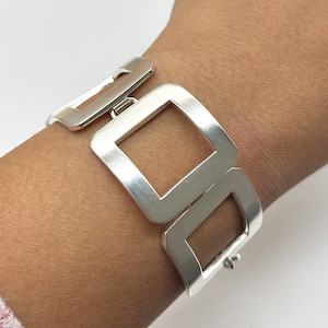 Chunky Silver Bracelet, 925 Sterling Silver Link Bracelet, Large Toggle Clasp, Birthday Gift for Women, Christmas Day Gift