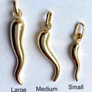 Wisiorek z rogu ze złota, 18-karatowy naszyjnik z chili ze złota, Cornicello powodzenia, amulet ochronny, prezent urodzinowy dla kobiet,